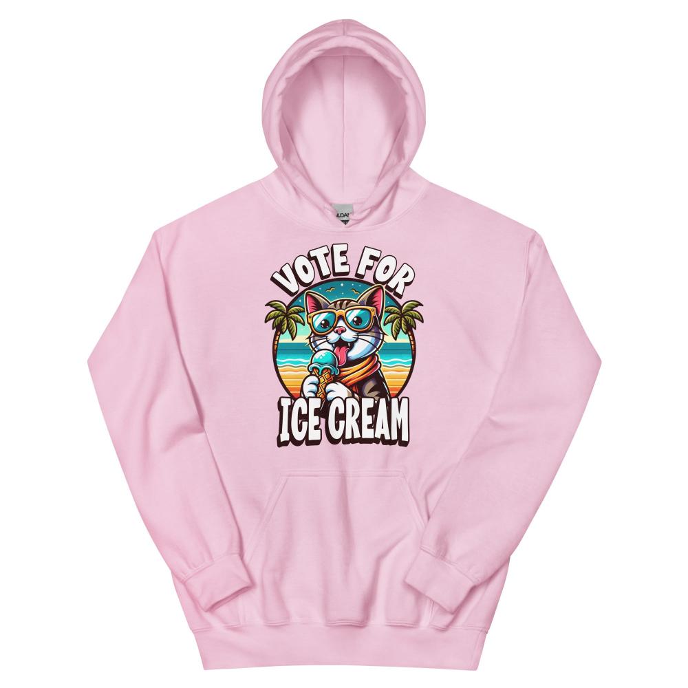 Vote For Ice Cream Cat Hoodie - Light Pink Color - https://ascensionemporium.net